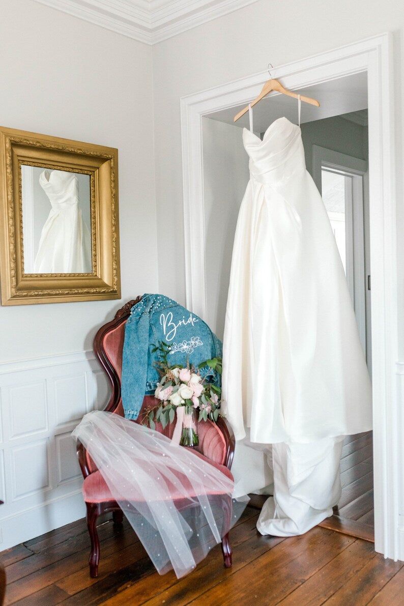 Pearl Bridal Jacket | Blue Denim