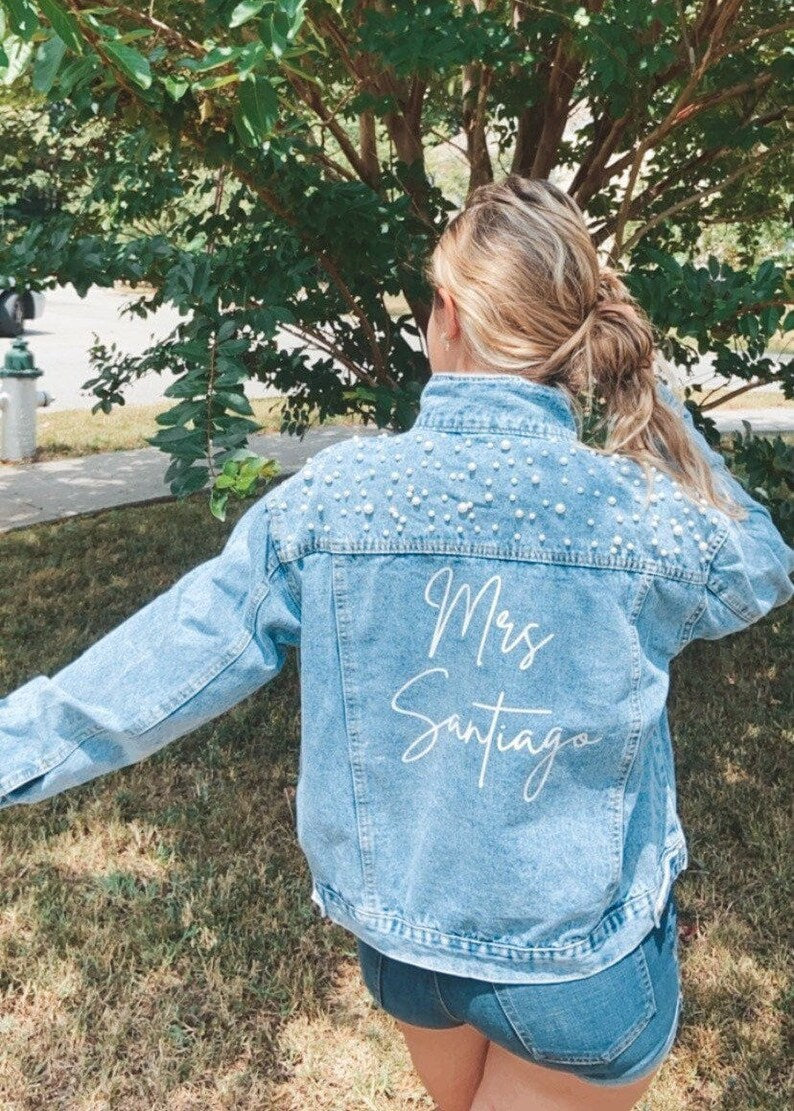 Pearl Bridal Jacket | Blue Denim