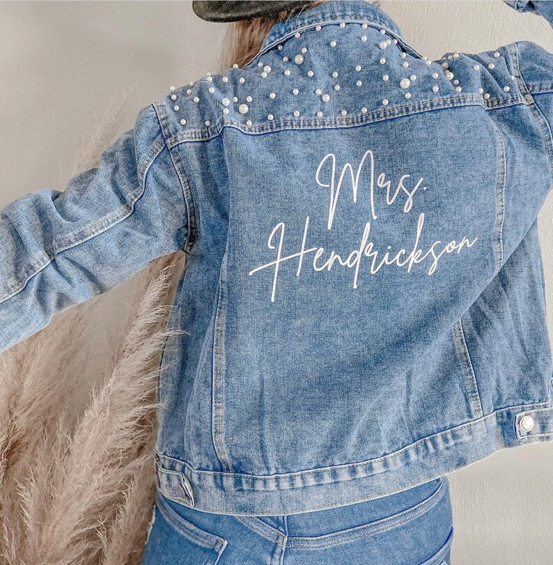 Pearl Bridal Jacket | Blue Denim