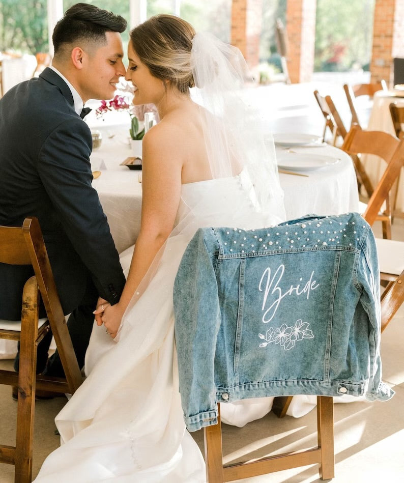 Pearl Bridal Jacket | Blue Denim