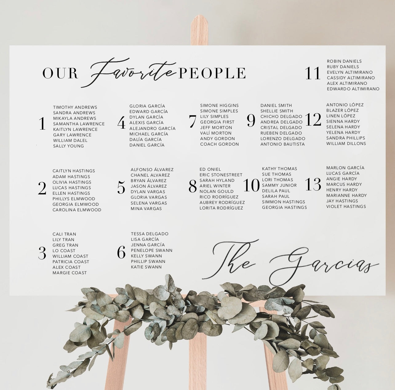 Seating Chart 24x36